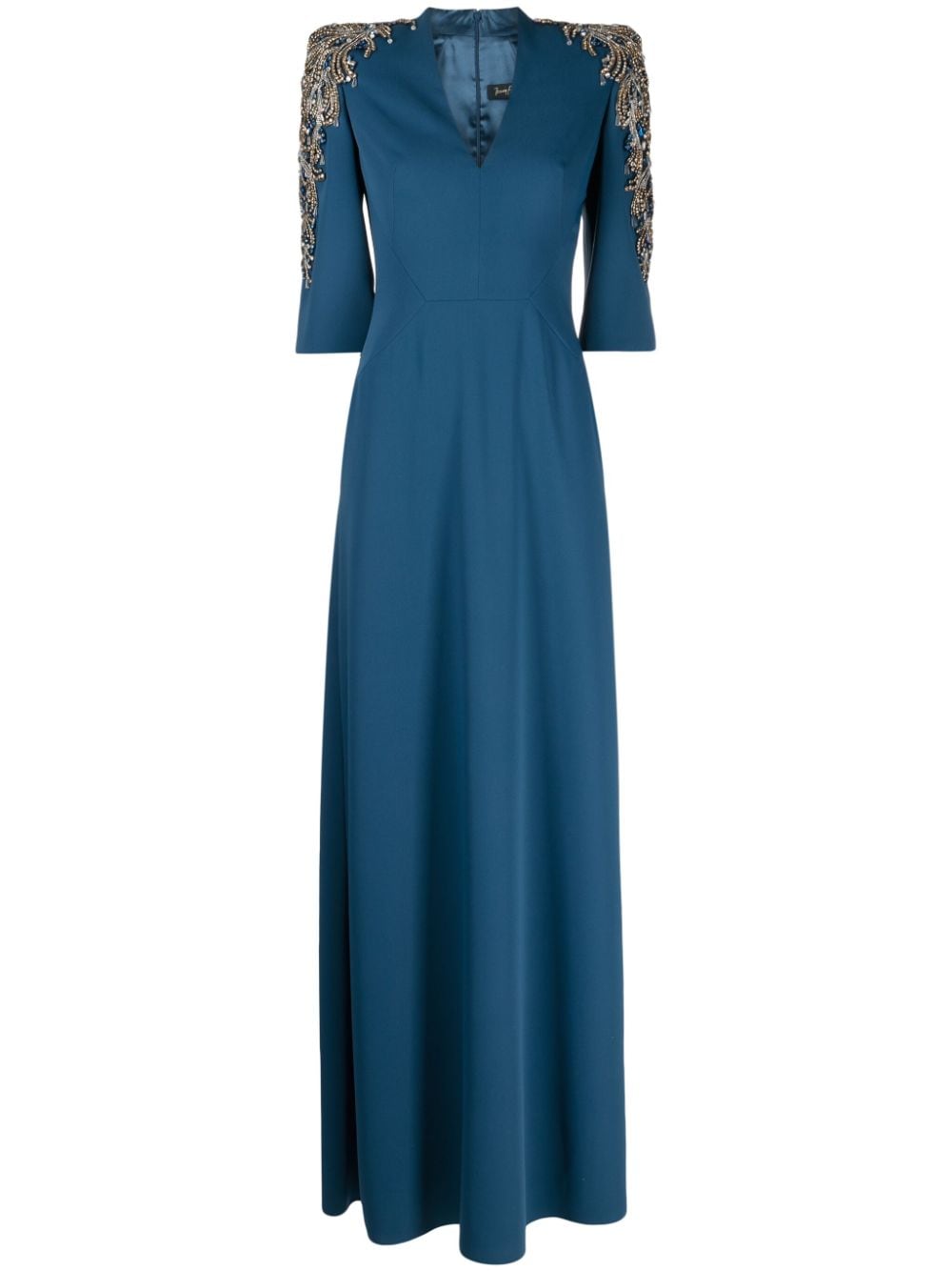 Jenny Packham Maxikleid mit Perlen - Blau von Jenny Packham