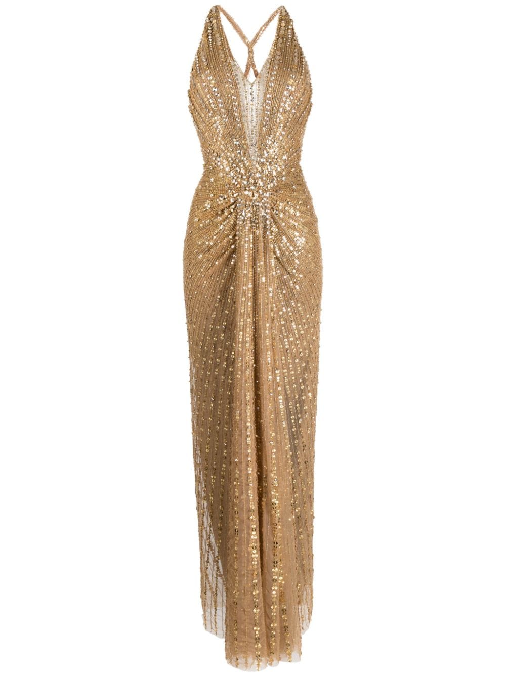 Jenny Packham Neckholder-Kleid mit Kristallen - Gold von Jenny Packham