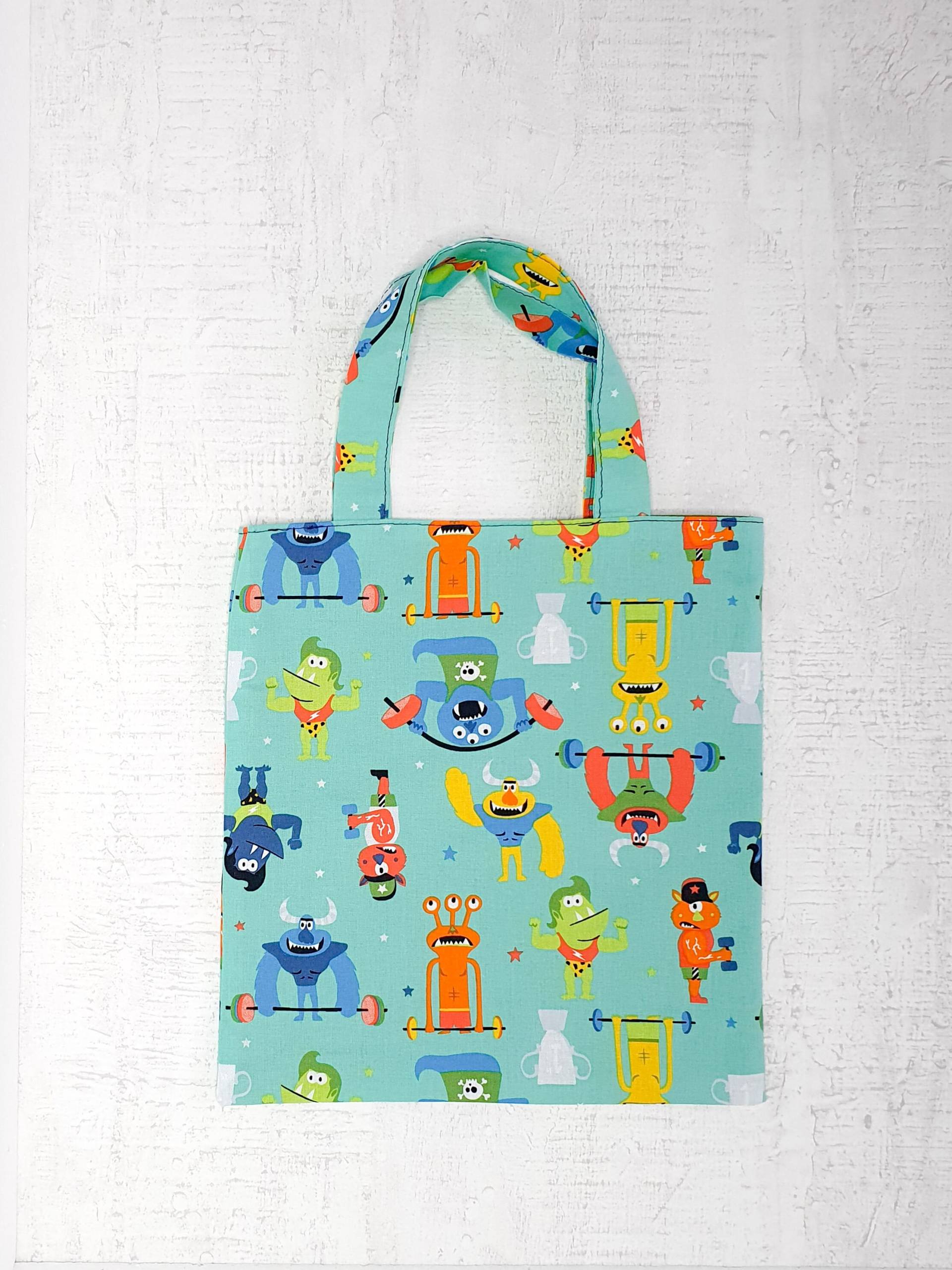 Handgemachte Süße Tragetasche Für Kinder | Gefütterte Tasche Mit Monsters Stoff Büchertasche Back To School Geschenkidee Einkaufstasche Aus Baumwolle von JennyFamtasticSews