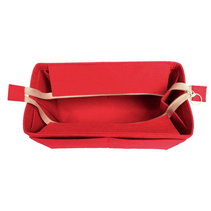 Anpassbarer Organizer | W/Top Zipper, Tote Filz Geldbörse Einsatz, Kosmetik Make-Up Windel Handtasche Habseligkeiten Kirschrot von JennyKrafts