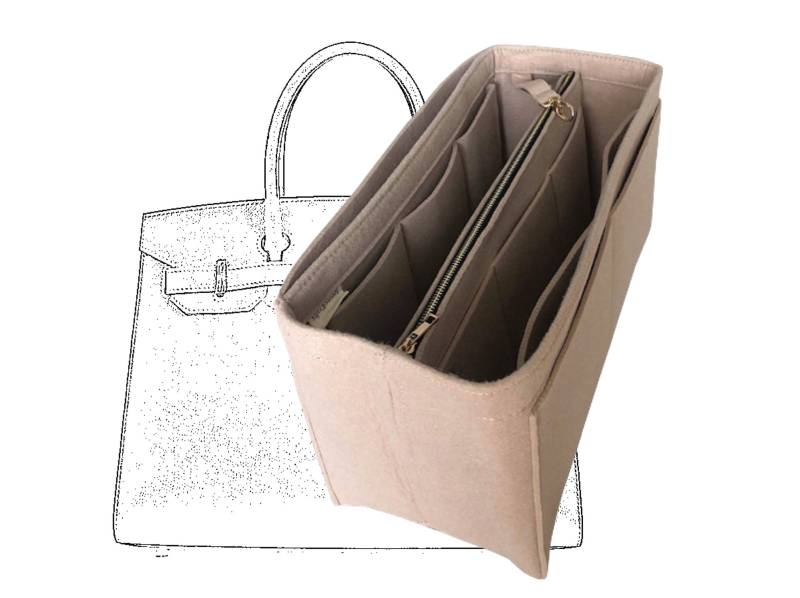 Birkin 30 35 25 40 Organizer | Mit Abnehmbarer Reißverschlusstasche, Tragefilz-Geldbeuteleinsatz, Make-Up-Gold Goldene Reißverschluss-Laptop Ipad von JennyKrafts