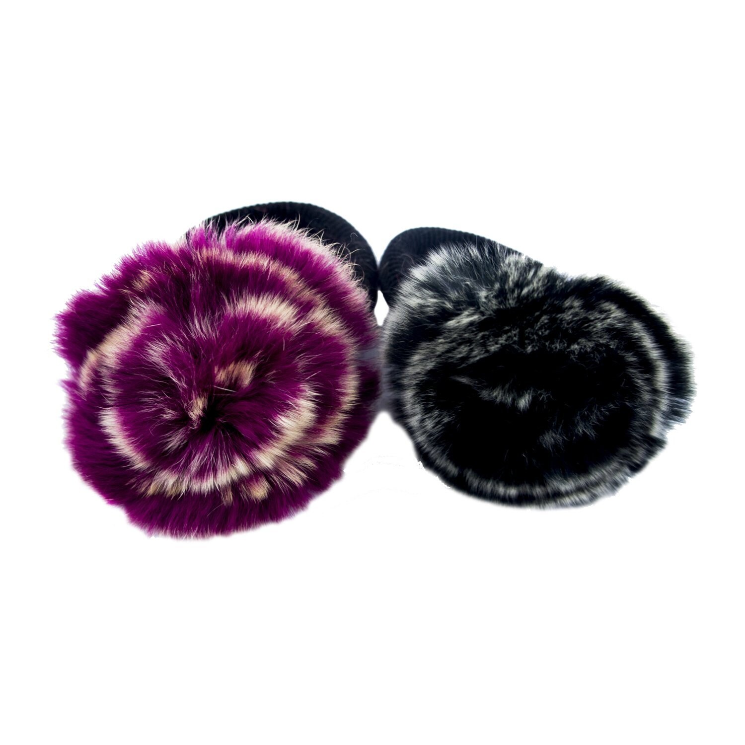 Ein Paar Luxus Kaninchen Pelz Bommel Haarbänder in Einer Rosette-Blumen-Design - 70 Mm Durchmesser von JennyMadeThisStudio