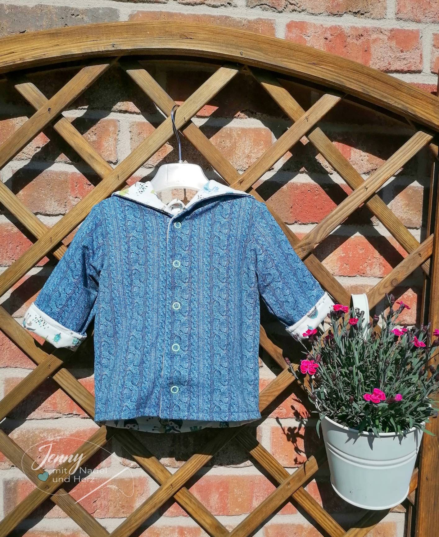 Zipfeljacke, Wendejacke, Übergangsjacke, Kapuze, Erstausstattung, Geburtsgeschenk, Babyparty, Sommer, Größe 62, Kleine Ritter, Hell Mint von JennyMitNadelUndHerz