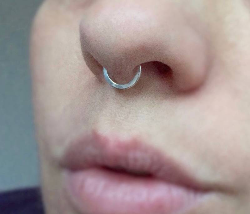 sterling Silber Fake Septum Nasenring Kein Piercing Boho Schmuck Kunstkörper Nasenpiercing Hoop von JennyTreiber