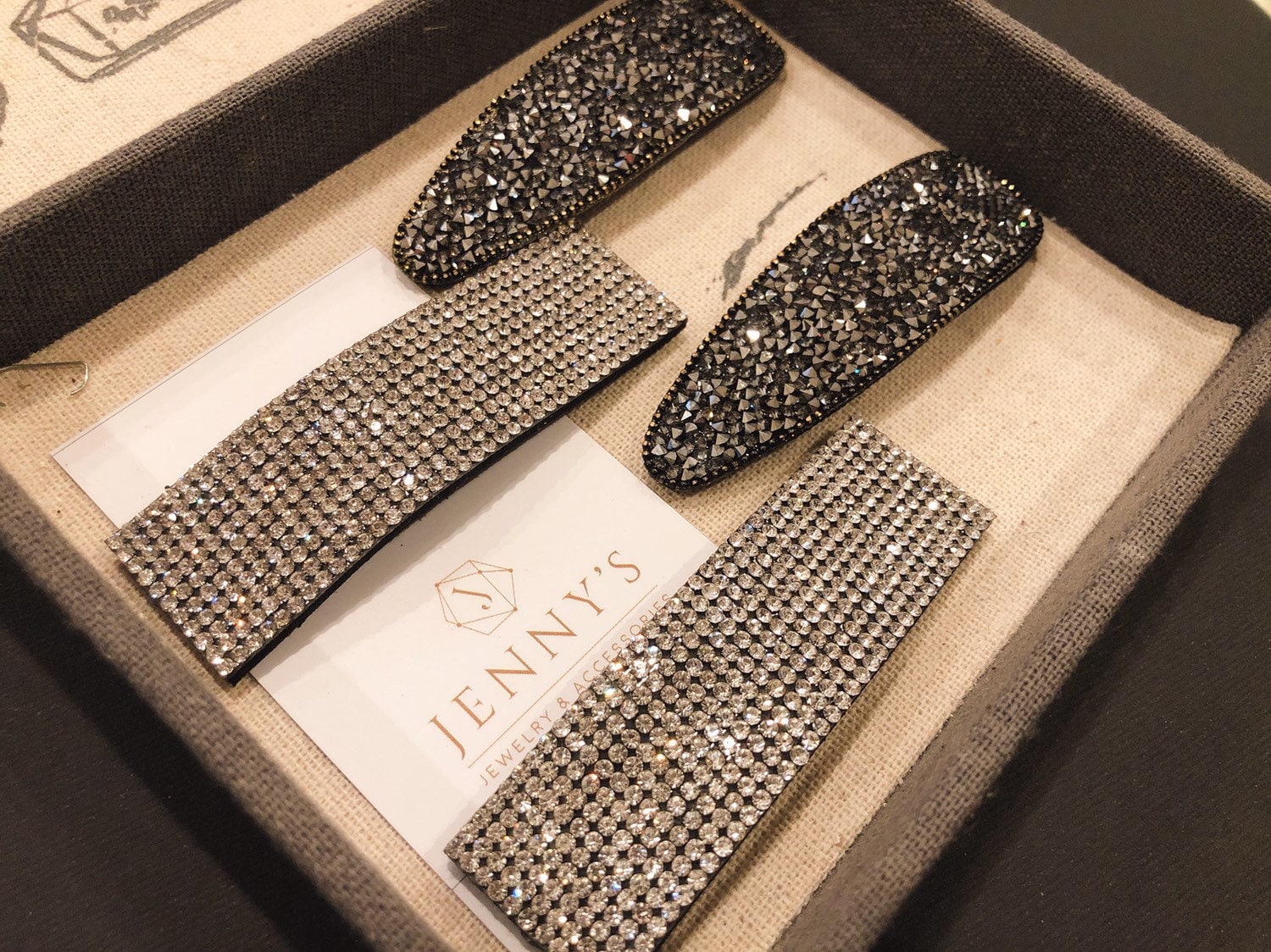 Große Strass Haarspange/Mit Strasssteinen | Klar & Dunkelgrau Große Strass Haarspange/Mit Strasssteinen | Klar & Dunkelgrau von Jennycorner