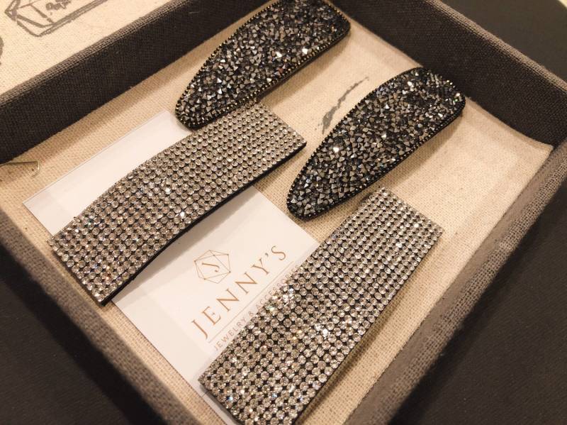Große Strass Haarspange/Mit Strasssteinen | Klar & Dunkelgrau Große Strass Haarspange/Mit Strasssteinen | Klar & Dunkelgrau von Jennycorner