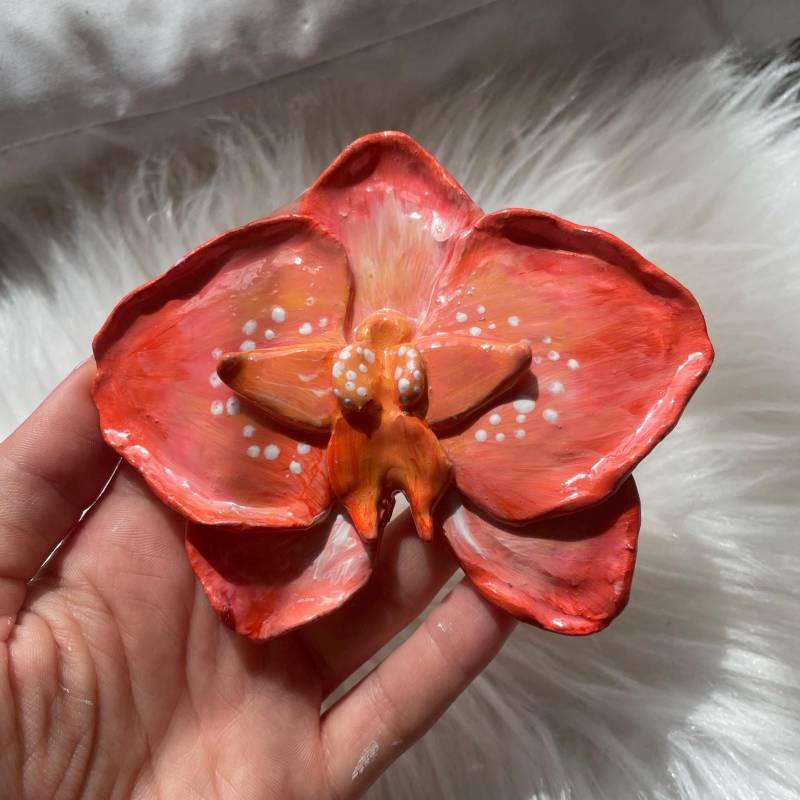 Handbemalte Schmuckablage Aus Ton | Blume Orchidee Teller Schale Handbemalte Schmuckablage Aus Ton | Blume Orchidee Teller Schale von JennysKunstDE