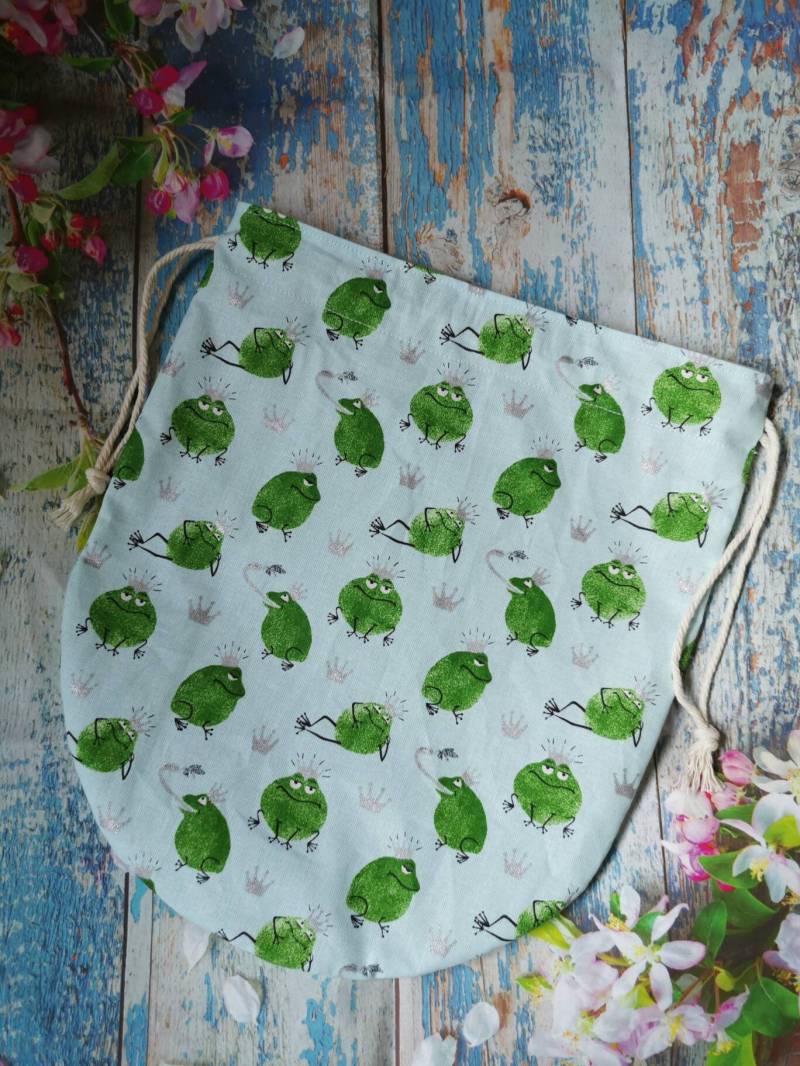 Genähte Projektasche Frosch Stricken Socken Projektbeutel Unterwegs Spinnen Fasertasche Spielzeug Beutel Brotbeutel von JennysWollkistchen