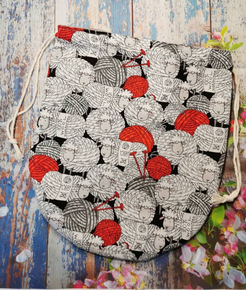 Genähte Projektasche Handmade Stricken Socken Wollbeutel Projektbeutel Beutel Brotbeutel Kosmetiktasche Kitatasche von JennysWollkistchen