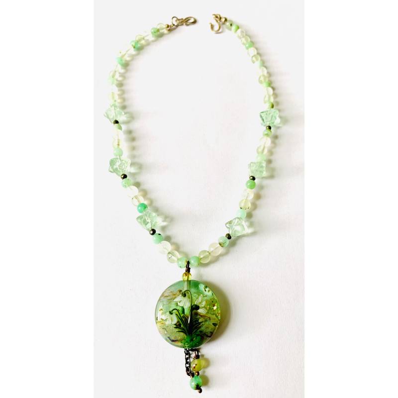 Handgemachte Lampwork Glas Halskette Mit Einem Atemberaubenden Schneeglöckchen Fokal Handgemachte Lampwork Glas Halskette Mit Einem Atemberaubenden Schneeglöckchen Fokal von JennysbeadArt