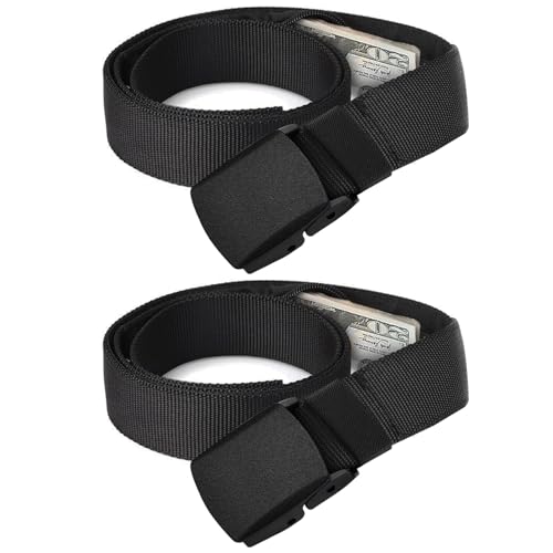 2 Stück Geldgürtel mit Geheimfach Versteckte Reißverschluss-Geldgürtel-Tasche Verstellbarer Nylon Taillengürtel Für Outdoor, Festivals & täglichen Diebstahlschutz (Schwarz) von Jennytim