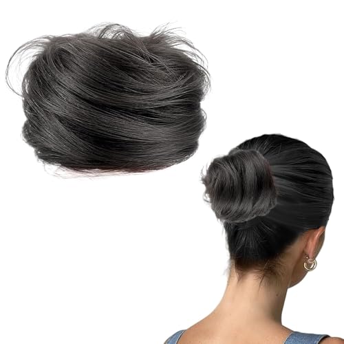 Haarteil mit Haargummi Natürlicher Fake Bun mit Echthaar für Damen, Haarverlängerung & Duttsträhnen für Hochzeit, Party & Alltag (Natürliches Schwarz) von Jennytim