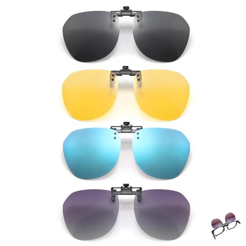 Jennytim 4 Stück Klips Sonnenbrille, Sonnenbrillen Aufsatz Brille Polarisiert & Verstellbar für Brillenträger 4 Farben UV400 Unisex Sonnenblende für Auto, Angeln, Outdoor Jennytim 4 Stück Klips Sonnenbrille, Sonnenbrillen Aufsatz Brille Polarisiert & Verstellbar für Brillenträger 4 Farben UV400 Unisex Sonnenblende für Auto, Angeln, Outdoor von Jennytim