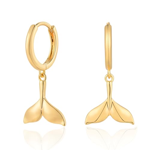 Jenosy Meerjungfrau Schwanz Ohrringe Hängend - Zarte Fischschwanz Creolen Gold Vergoldet - Modeschmuck für Frauen und Mädchen von Jenosy