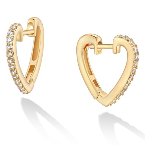 Jenosy Herz Ohrringe Gold - Zarte Creolen, Modische Leichte Knorpel Huggie, Hypoallergene 18K Vergoldete Damen Modeschmuck für Frauen und Mädchen von Jenosy
