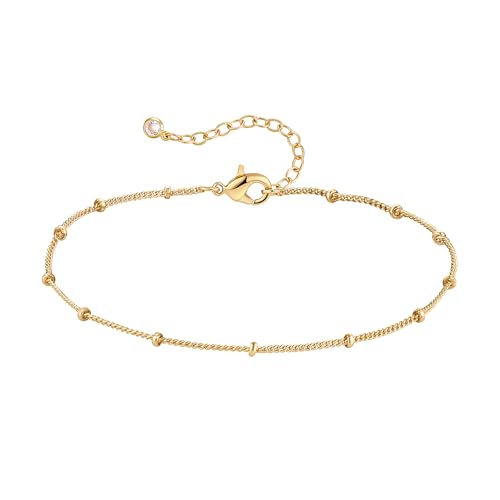 Jenosy 14K Vergoldet Armband Damen Gold Personalisiertes Verstellbar Anhänger Armband für Frauen Mädchen Schmuck von Jenosy