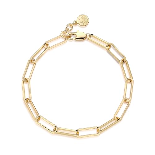 Jenosy 14K Vergoldet Armband Damen Gold Schließe Büroklammer Kette Armbänder Personalisiertes Verstellbar Anhänger Armband für Frauen Mädchen Schmuck von Jenosy