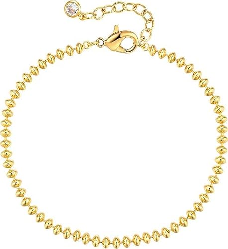 Jenosy 14K Vergoldet Gold Perle Armband Damen Gold Handmade Rond Satellite Perle Handmake Verstellbar Anhänger Armband für Frauen Mädchen Schmuck von Jenosy