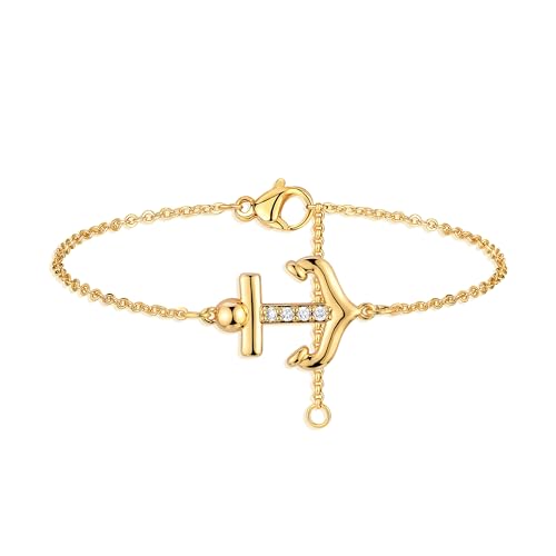 Jenosy 14K Vergoldet Große Armband Damen Gold Personalisiertes Verstellbar Anhänger Armband für Frauen Mädchen Schmuck von Jenosy