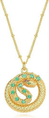 Jenosy Schlange Gold Ketten Damen 14K Vergoldet Grün Cubic Zirconia Anhänger Ketten Handmake Hypoallergene Goldschmuck Geschenke von Jenosy