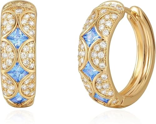 Jenosy 14K Vergoldet Ohrringe Damen Hoop Gold Ohrringe mit 925 Silver Post Cubic Zirconia Dainty Chunky Ohrringe Hypoallergene Goldschmuck Geschenke von Jenosy