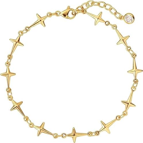Jenosy 14K Vergoldet Spike Kreuz Armband Zierliche Armbänder Verstellbaren Armband Damen Gold Einfaches Schmuckgeschenk für Frauen von Jenosy