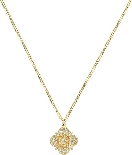 Jenosy Vierblättrige Kleeblatt Ketten Damen 14K Vergoldet Kreis Cubic Zirconia Anhänger HalsketteHandmake Hypoallergene Ketten für Frauen von Jenosy