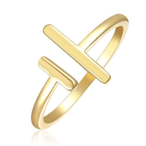 Jenosy 18K Vergoldete Ring Gold Damen Gefüllte Offene Ringe Gold Personalisierte Ringe Frauen Gold Hypoallergene Ring für Mädchen Size 8 von Jenosy