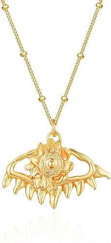 Jenosy Böses Auge Gold Ketten Damen 14K Vergoldet Sonnenblume Cubic Zirconia Anhänger Ketten Handmake Hypoallergene Goldschmuck Geschenke von Jenosy