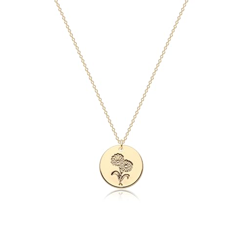 Jenosy Damen Goldkette mit Geburtsblumen November - Personalisierte Kette mit Chrysantheme Anhänger - Hypoallergene vergoldete Kette - Modeschmuck für Frauen und Mädchen von Jenosy