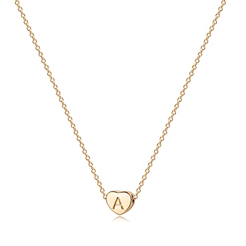 Jenosy Kette Damen Herz Kette mit Buchstaben Gold Personalisierte Kette mit Namen Zarte Kette Herz Buchstaben Anhänger für Mädchen 18K Vergoldete Namenskette Modeschmuck für Frauen und Mädchen von Jenosy