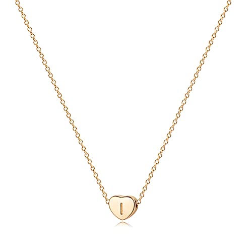 Jenosy Kette Damen Herz Kette mit Buchstaben Gold Personalisierte Kette mit Namen Zarte Kette Herz Buchstaben Anhänger für Mädchen 18K Vergoldete Namenskette Modeschmuck für Frauen und Mädchen von Jenosy