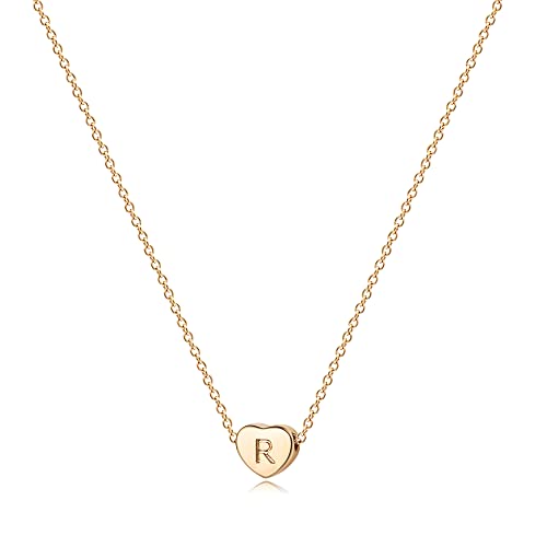 Jenosy Kette Damen Herz Kette mit Buchstaben Gold Personalisierte Kette mit Namen Zarte Kette Herz Buchstaben Anhänger für Mädchen 18K Vergoldete Namenskette Modeschmuck für Frauen und Mädchen von Jenosy