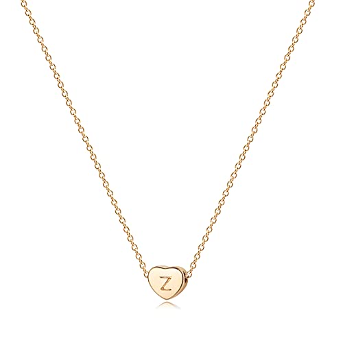 Jenosy Kette Damen Herz Kette mit Buchstaben Gold Personalisierte Kette mit Namen Zarte Kette Herz Buchstaben Anhänger für Mädchen 18K Vergoldete Namenskette Modeschmuck für Frauen und Mädchen von Jenosy