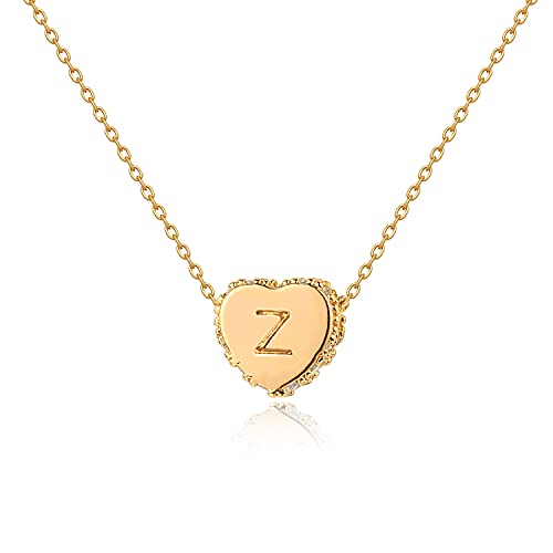 Jenosy Kette Damen Herz Kette mit Buchstaben Gold Personalisierte Kette mit Namen Zarte Kette Herz Buchstaben Anhänger für Mädchen 18K Vergoldete Namenskette Modeschmuck für Frauen und Mädchen von Jenosy