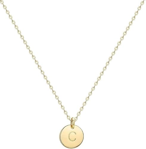 Jenosy Personalisierte Gold Kette Mit Buchstaben - Zarte Hypoallergene 18K Vergoldete Damen Kette Mit Namen - Modeschmuck für Frauen und Mädchen von Jenosy