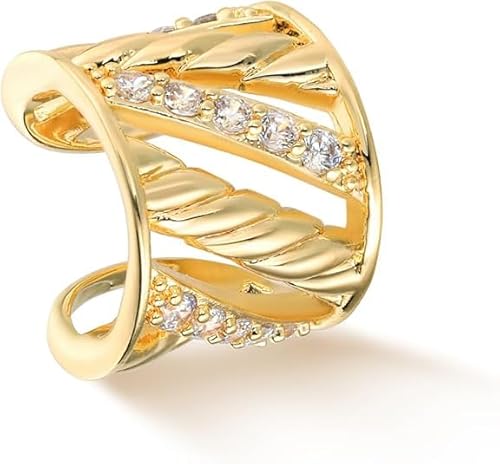 Jenosy Ear Cuff Gold Damen Nicht Piercing Öffnen Wrap Ohrringe 14K Vergoldet Filled Cubic Zirconia Ohrmanschette Gold Handmake Hypoallergene Schmuck Geschenk für Frauen von Jenosy