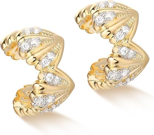 Jenosy Ear Cuff Gold Damen Nicht Piercing Wrap Ohrringe 14K Vergoldet Filled Cubic Zirconia Ohrmanschette Gold Handmake Hypoallergene Schmuck Geschenk für Frauen von Jenosy