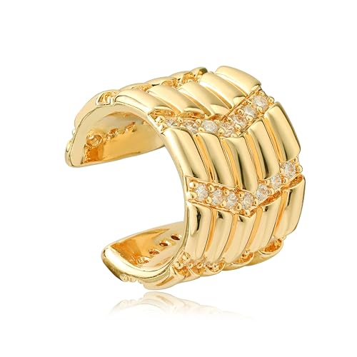 Jenosy Ear Cuff Gold Damen Nicht Piercing Wrap Ohrringe 14K Vergoldet Filled Cubic Zirconia Ohrmanschette Gold Handmake Hypoallergene Schmuck Geschenk für Frauen von Jenosy