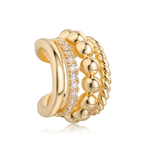 Jenosy Gold Ear Cuff Damen Nicht Piercing Öffnen Wrap Ohrringe 18K Vergoldet Filled Cubic Zirconia Ohrmanschette Gold Handmake Hypoallergene Schmuck Geschenk für Frauen von Jenosy