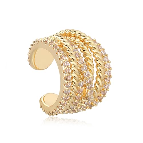 Jenosy Gold Ear Cuff Damen Nicht Piercing Öffnen Wrap Ohrringe 18K Vergoldet Filled Cubic Zirconia Ohrmanschette Gold Handmake Hypoallergene Schmuck Geschenk für Frauen von Jenosy