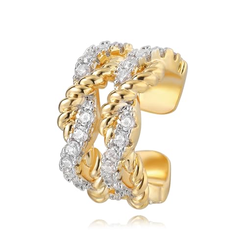 Jenosy Gold Ear Cuff Damen Nicht Piercing Öffnen Wrap Ohrringe 18K Vergoldet Filled Cubic Zirconia Ohrmanschette Gold Handmake Hypoallergene Schmuck Geschenk für Frauen von Jenosy