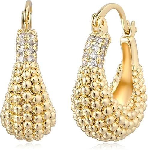 Jenosy Gold Ohrringe Damen 14K Vergoldet Filled Gold Kleine Perlen Ohrringe Handmake Hypoallergene Schmuck Geschenk für Frauen von Jenosy