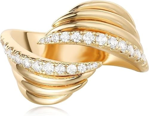 Jenosy 14K Gold Ringe Damen mit Seegras Design Cubic Zirconia Simple Handmake Hypoallergene Ringe Goldschmuck Geschenke Jenosy 14K Gold Ringe Damen mit Seegras Design Cubic Zirconia Simple Handmake Hypoallergene Ringe Goldschmuck Geschenke von Jenosy