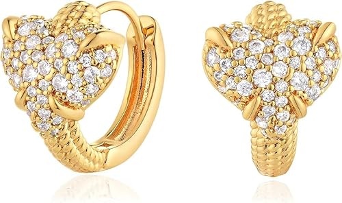 Jenosy Ohrringe Gold Damen - Zarte Herzform Creolen, Modische Leichte Knorpel Huggie Hypoallergene Ohrringe, 18K Vergoldet Modeschmuck für Frauen und Mädchen von Jenosy