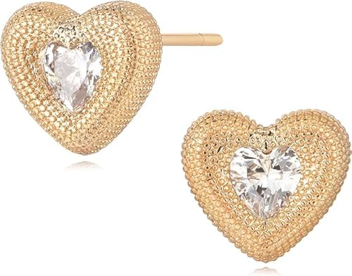 Jenosy Ohrringe Gold Damen Herz Ohrringe Gold Zarte Herz Ohrstecker für Damen Knorpel Huggie Ohrstecker für Mädchen Hypoallergene Ohrringe 18K Vergoldet Modeschmuck für Frauen und Mädchen von Jenosy