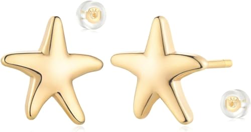 Jenosy Gold Ohrringe Damen - Zarte Stern Ohrstecker für Knorpel - Huggie Ohrstecker für Mädchen - Hypoallergene 18K Vergoldete Modeschmuck für Frauen von Jenosy