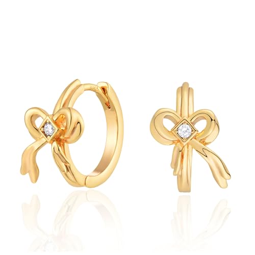 Jenosy 18K Vergoldet Ohrringe Gold Damen Huggie Glänzend Cubic Zirconia Geometry Perlen Schmetterling Herz Ohrringe für Frauen und Mädchen von Jenosy