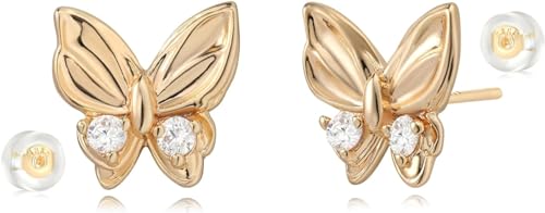 Jenosy Schmetterling Ohrringe Gold für Damen - Knorpel Huggie Ohrstecker für Mädchen - Hypoallergene Vergoldete Modeschmuck von Jenosy