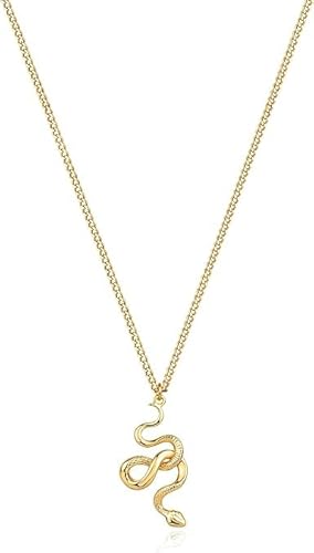 Jenosy Schlange Gold Ketten Damen 14K Vergoldet Charm Halskette Anhänger mit Cubic Zirconia Handmake Hypoallergene Ketten für Frauen von Jenosy